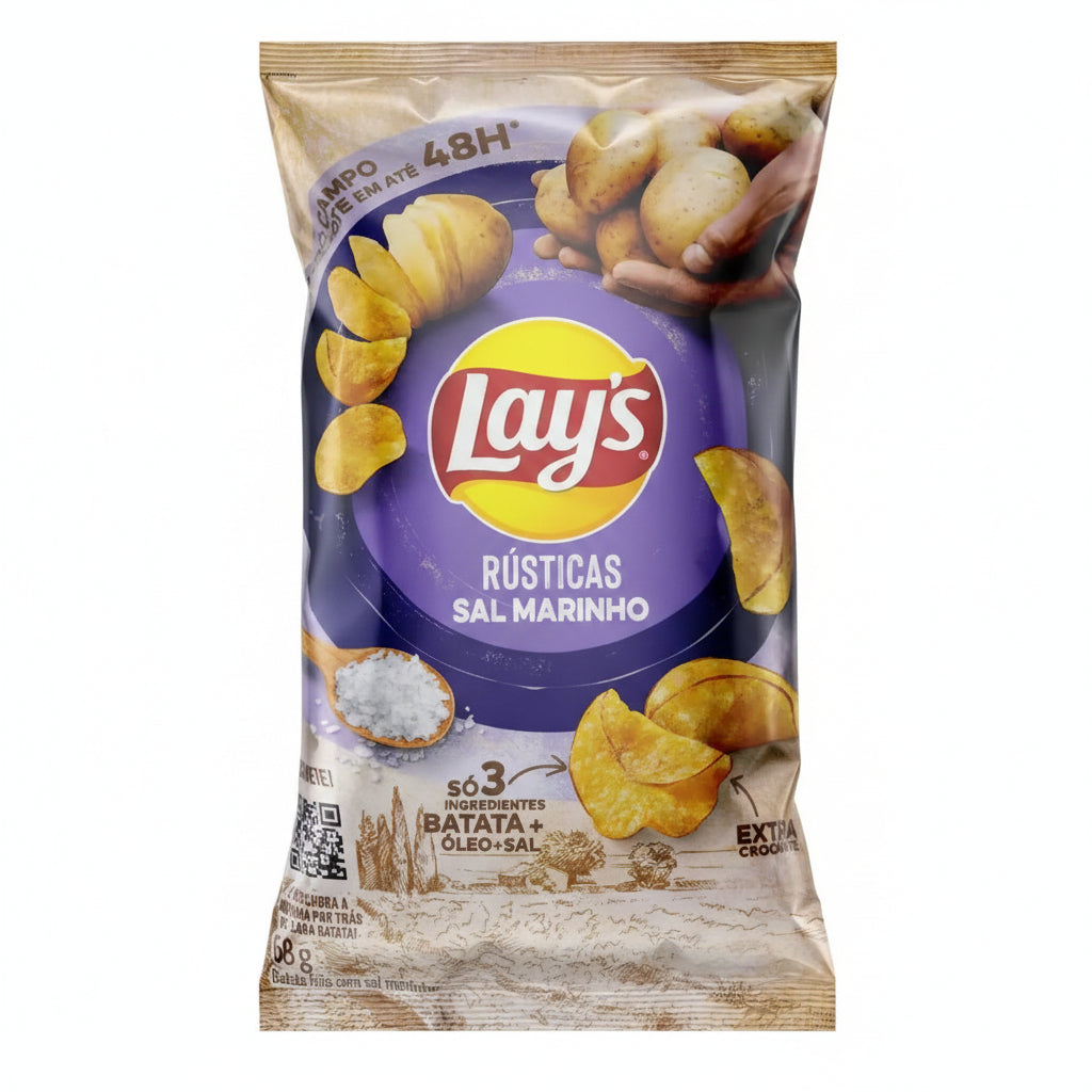 Batata Frita Lays Rústica Sal Marinho 68g